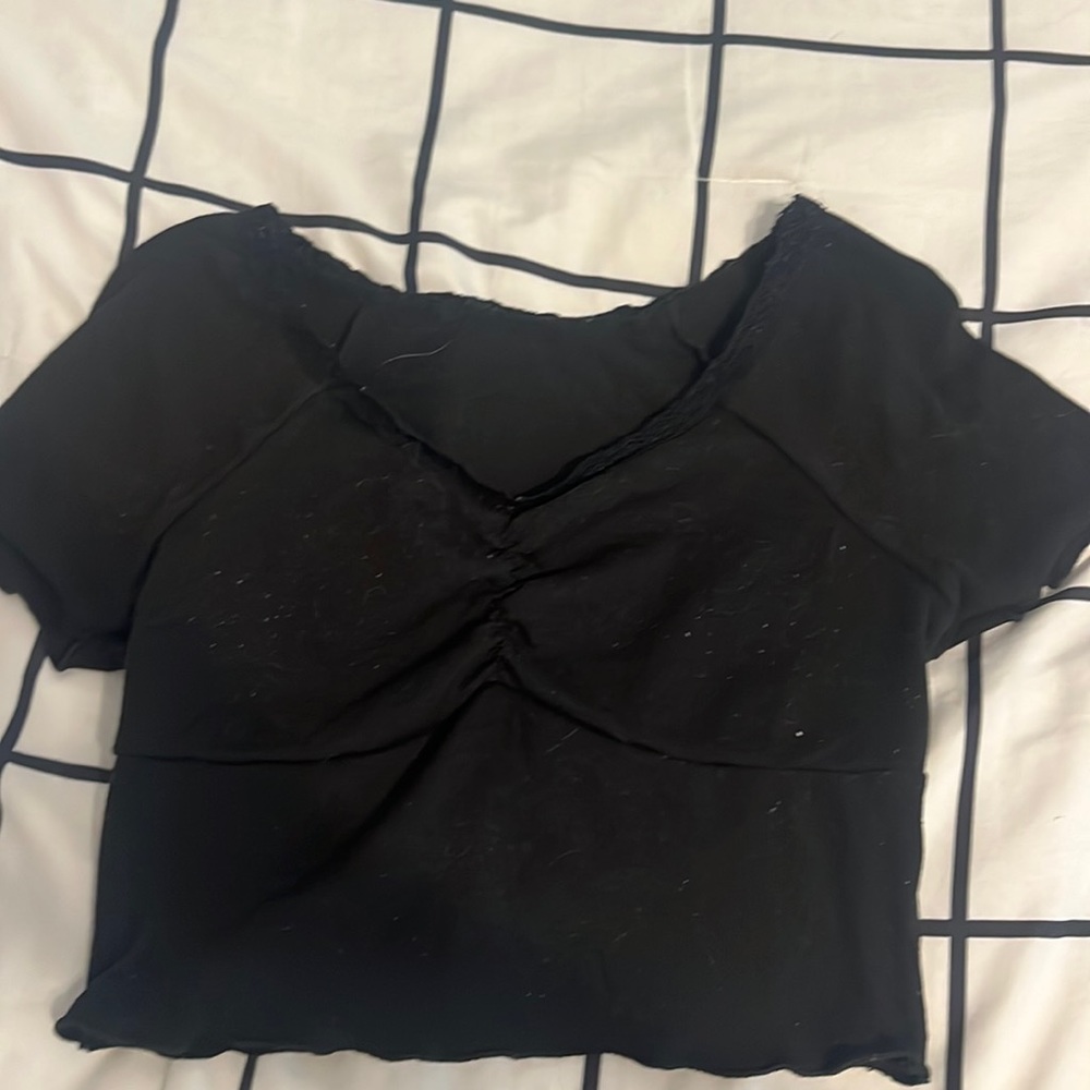 Black Lace Crop Tee